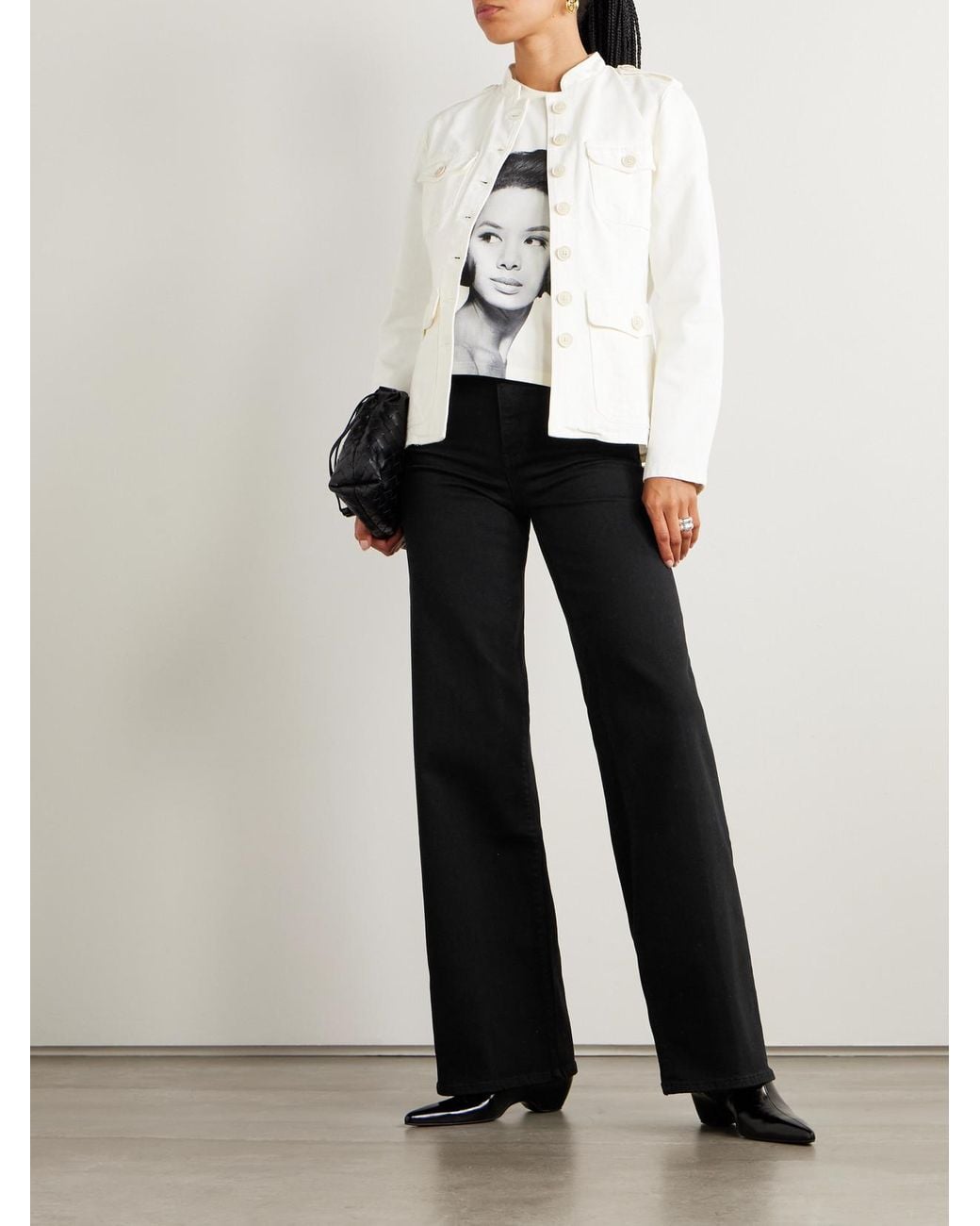 FRAME Black Le Slim Palazzo Long High-Rise Wide-Leg Jeans