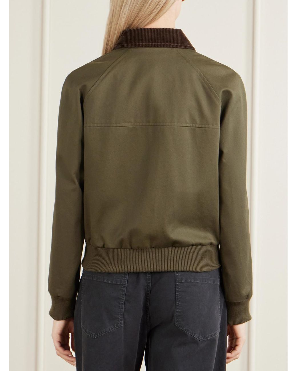Nili Lotan Green Victor Corduroy-Trimmed Cotton-Twill Jacket