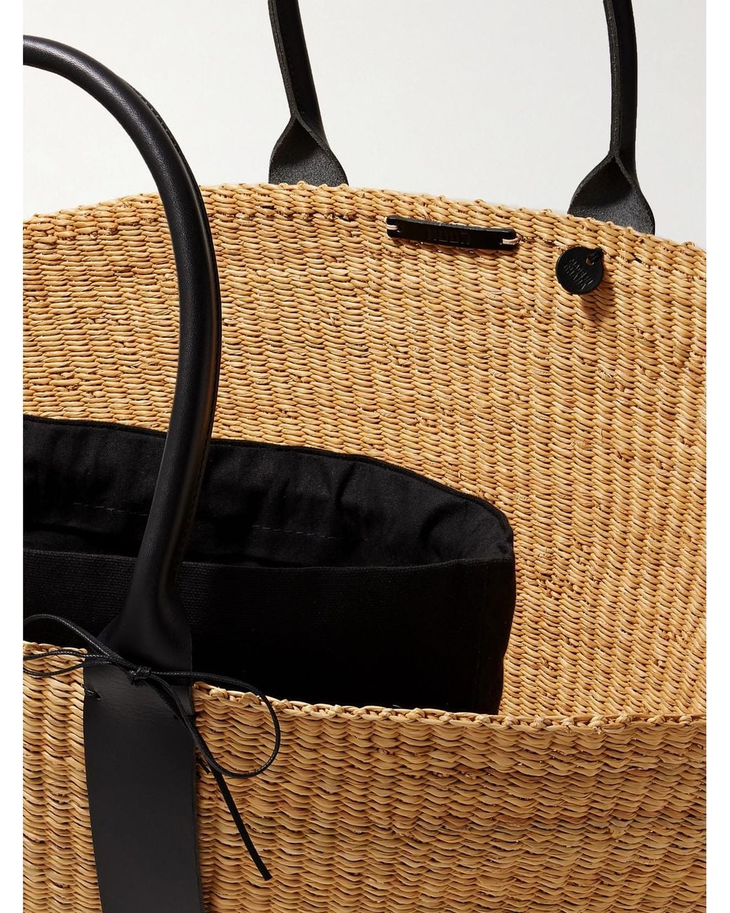 Muuñ Natural Sophie Maxi Leather-Trimmed Woven Straw Tote