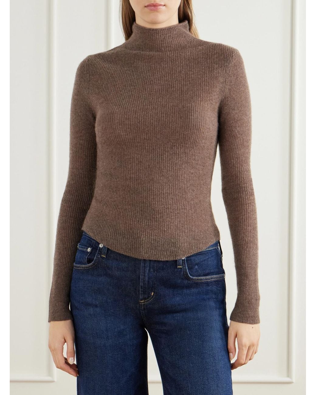 Citizens of Humanity Brown Leelah Ribbed Wool And Cashmere-Blend Turtleneck Sweater