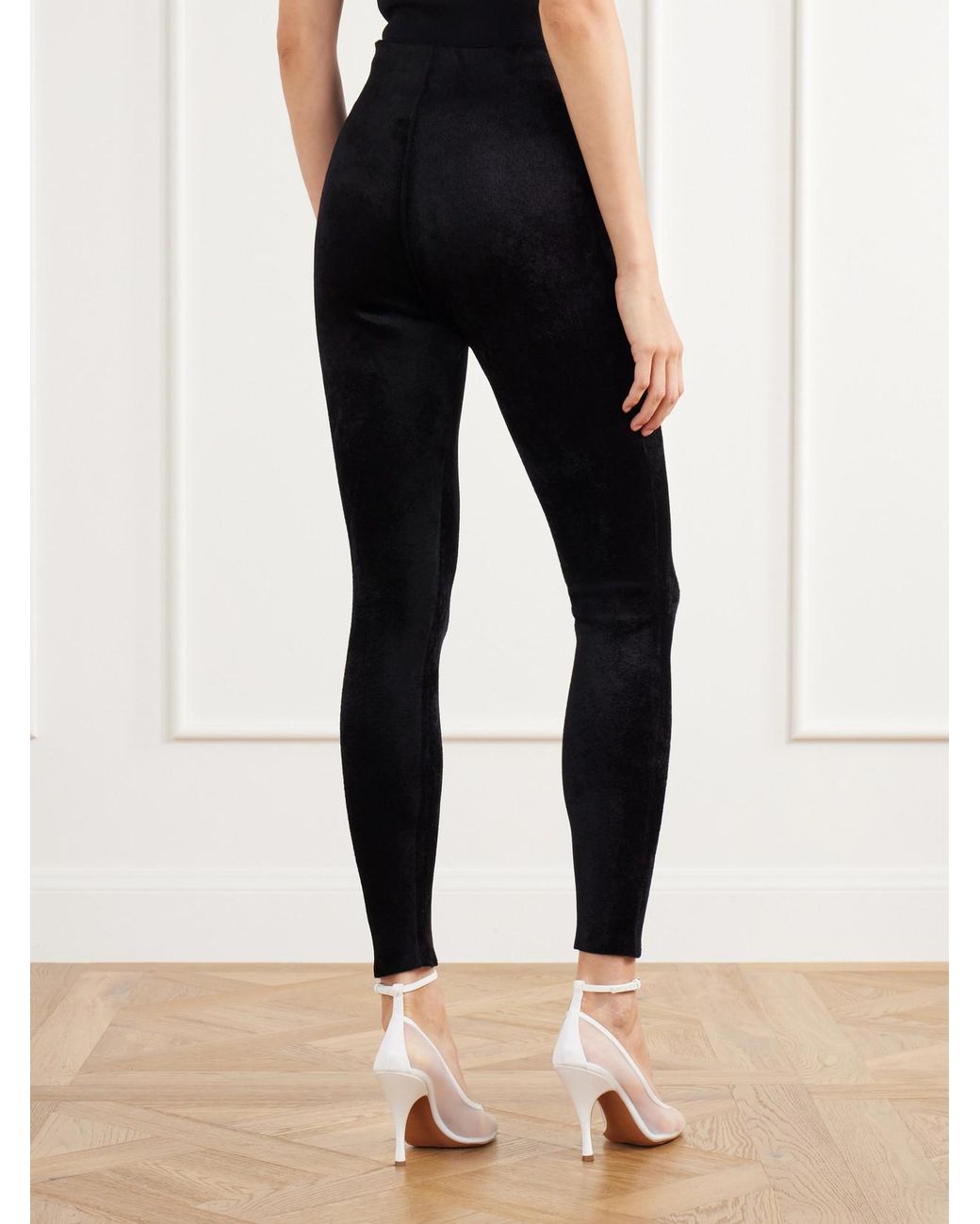 Alaïa Black High-Rise Velvet Leggings