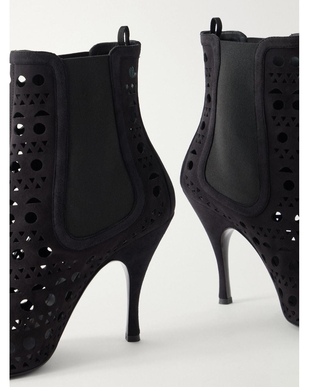 Alaïa Black Vienne 100 Laser-Cut Suede Ankle Boots
