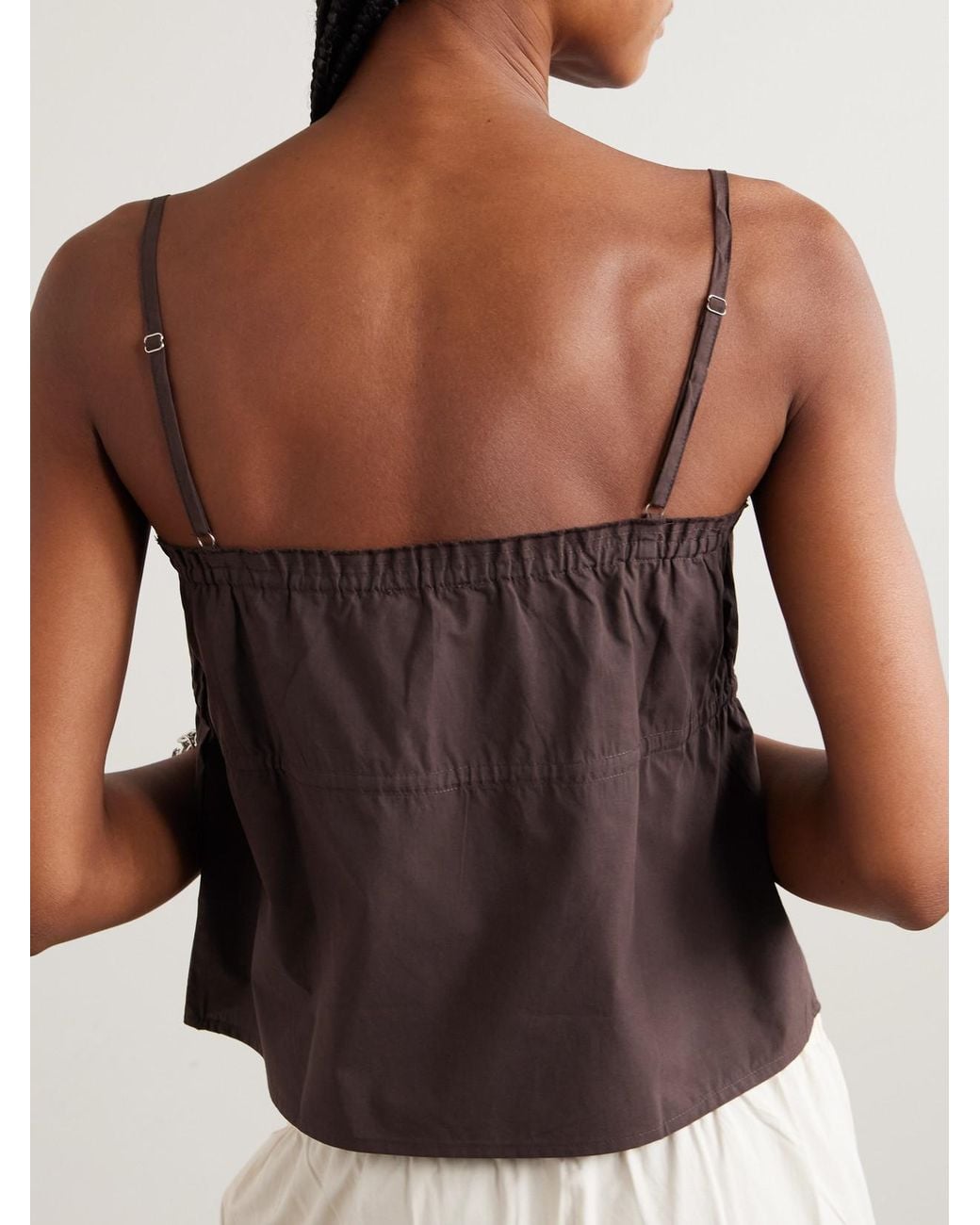 Deiji Studios Brown Tri Frayed Organic Cotton Camisole