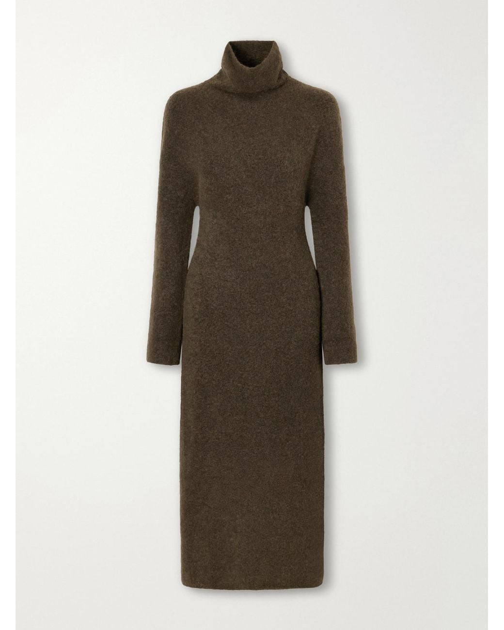 Lauren Manoogian Natural Alpaca-Blend Felt Turtleneck Midi Dress