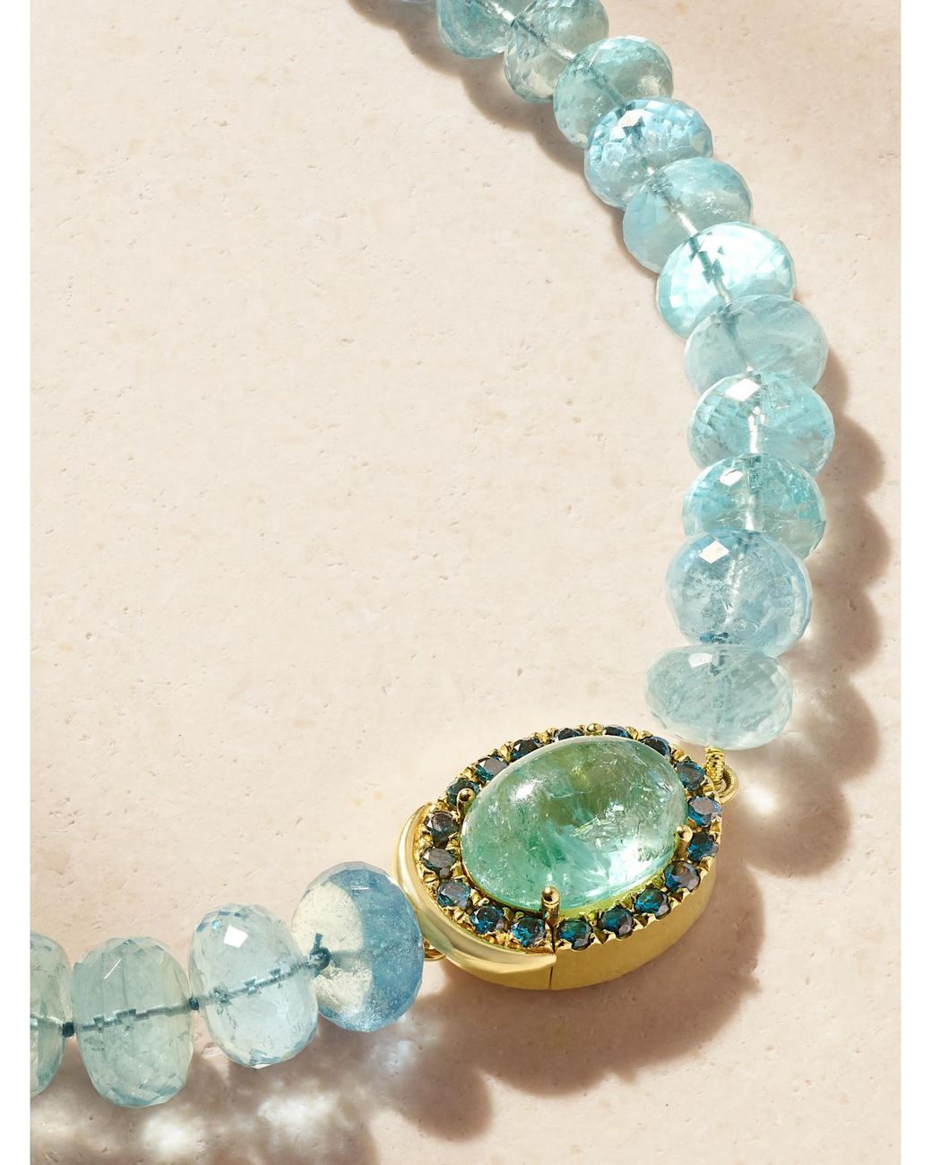 Ileana Makri Natural 18-Karat, Aquamarine, Tourmaline And Diamond Beaded Necklace