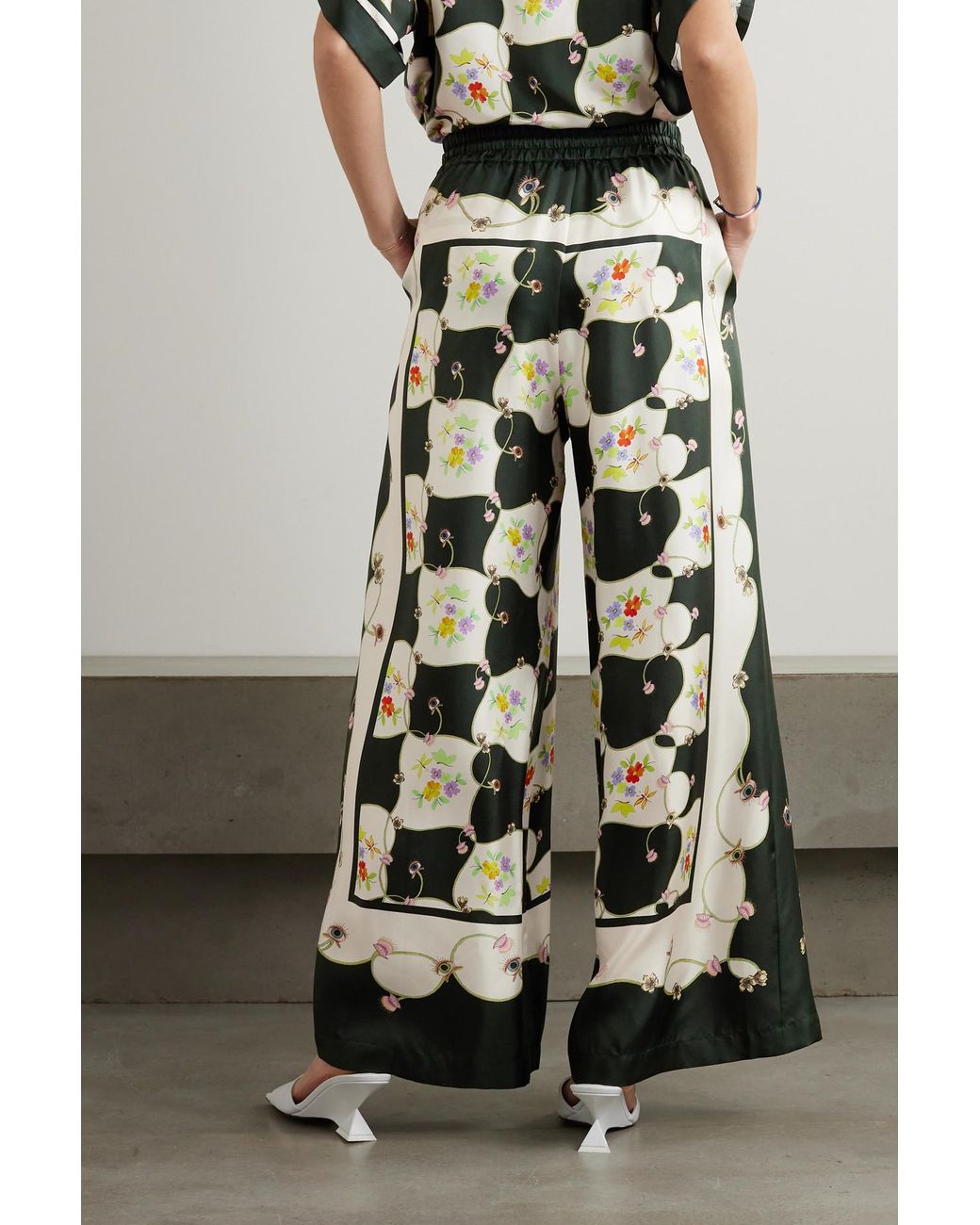 AL MAIS Venus Printed Silk twill Wide leg Pants Lyst UK