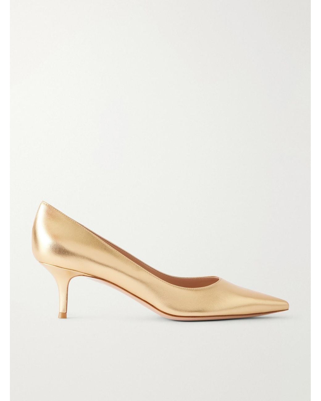 Gianvito Rossi Natural Gianvito 55 Metallic Leather Pumps