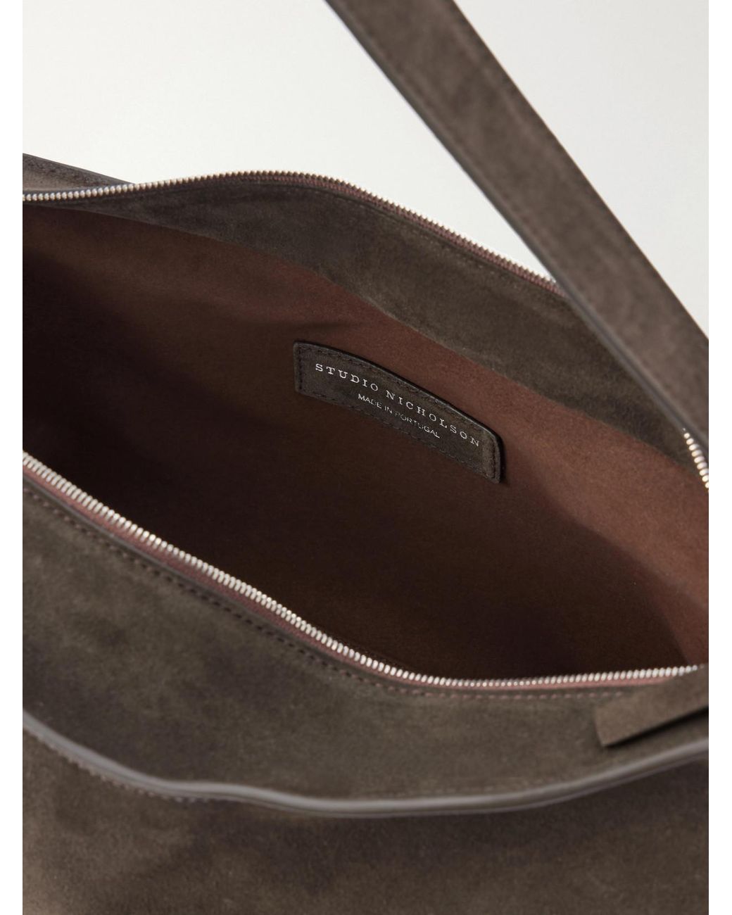Studio Nicholson White Hagu Suede Shoulder Bag