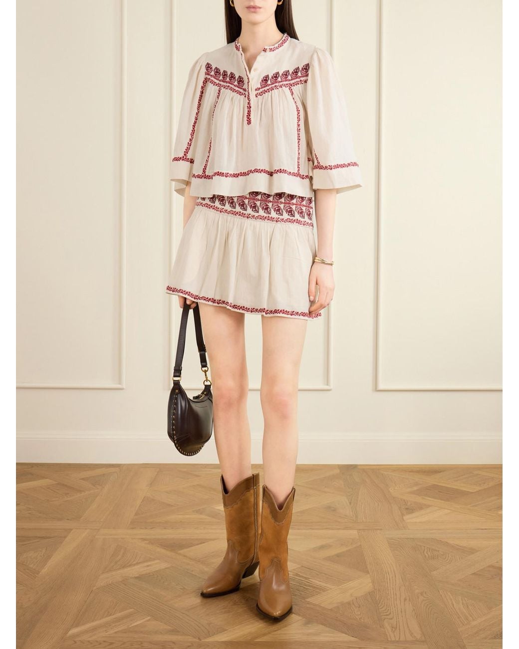 Isabel Marant Pink Juline Embroidered Organic Cotton Shirt