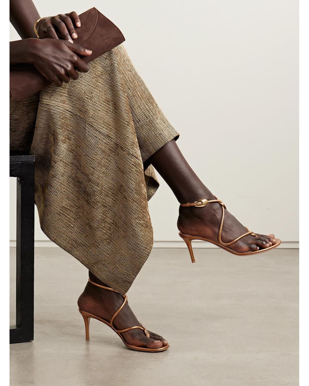 Gianvito Rossi Natural Jungle Mamba 70 Leather Sandals