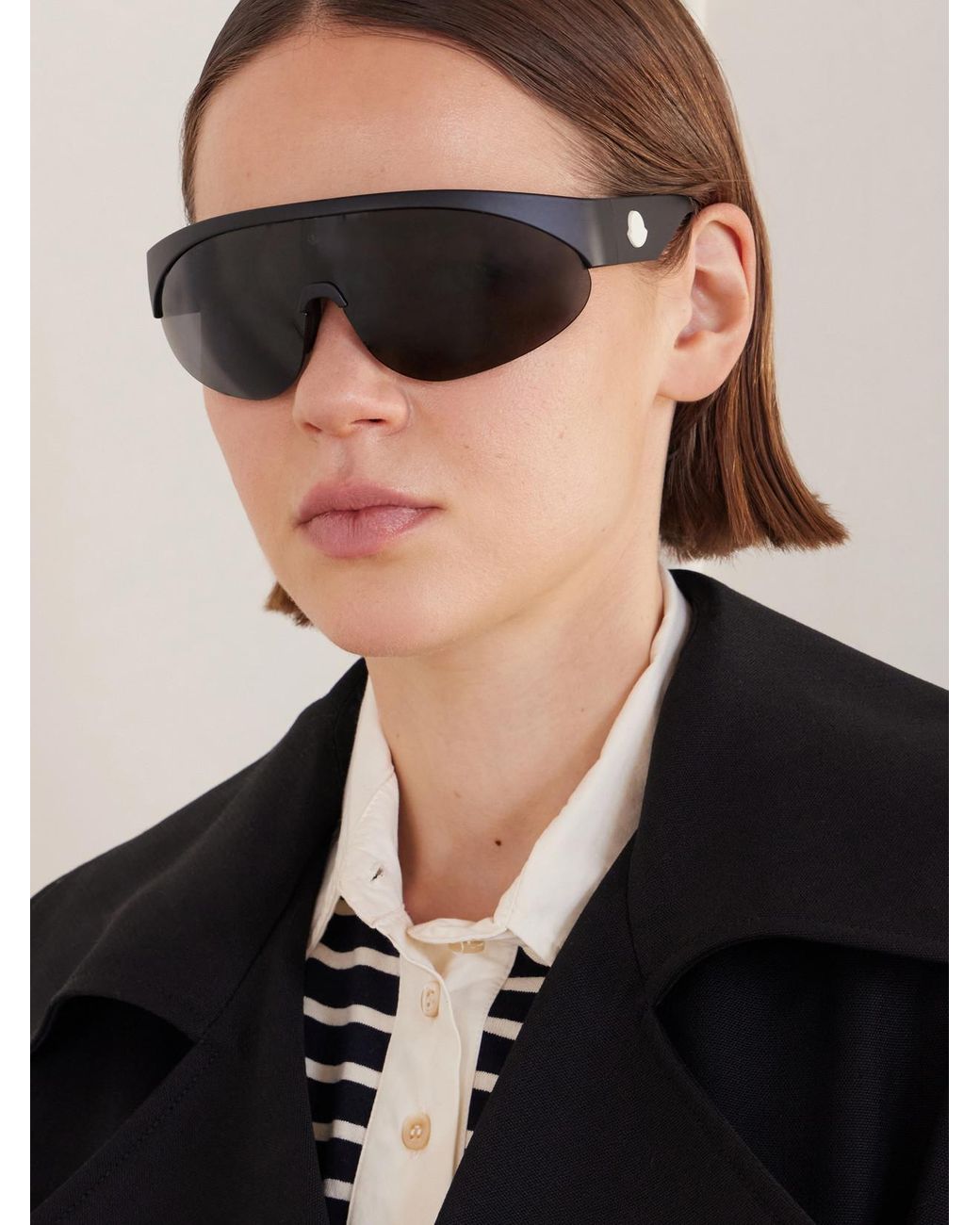 Moncle Frame Moncler Round-Frame Rubber Sunglasses in Gray | Lyst