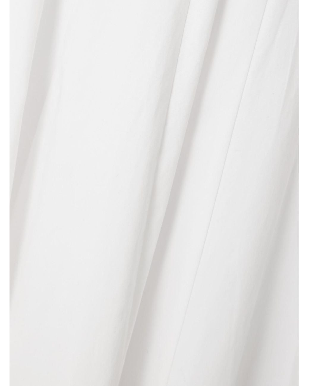 Staud White Wells Pleated Cotton-Blend Poplin Midi Dress