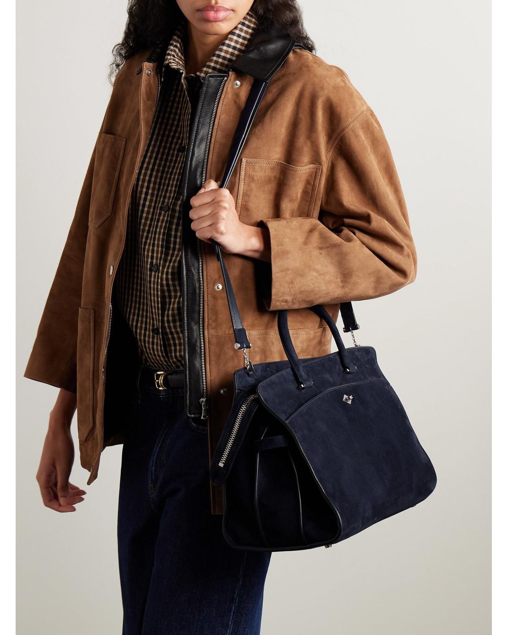 Metier Blue Private Eye Medium Suede Tote