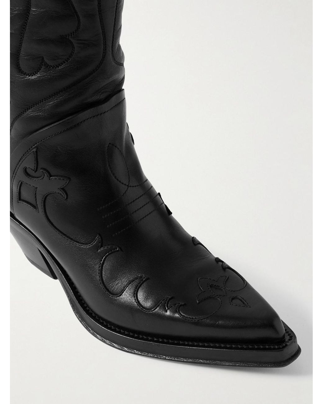 Gabriela Hearst Black Capitana 50 Embroidered Leather Knee Boots