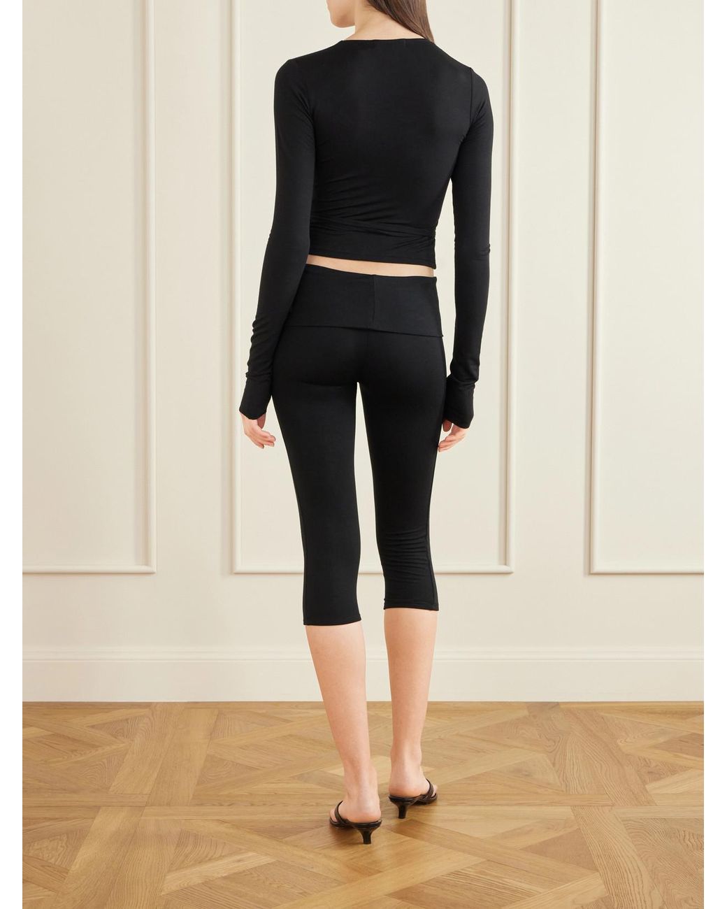 ÉTERNE Blue Stretch-Modal Capri Leggings
