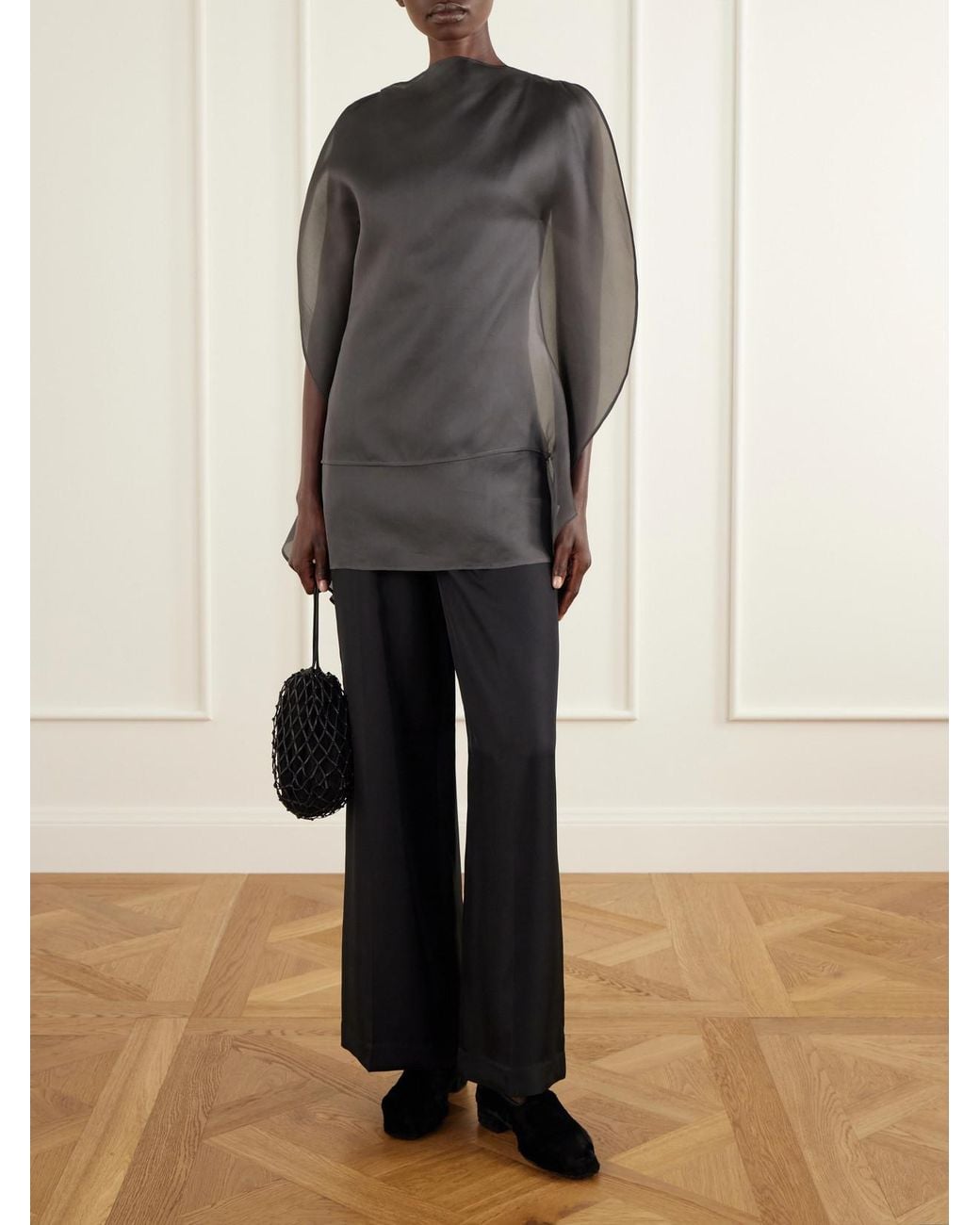 Ruohan Gray Ikra Silk-Organza Blouse