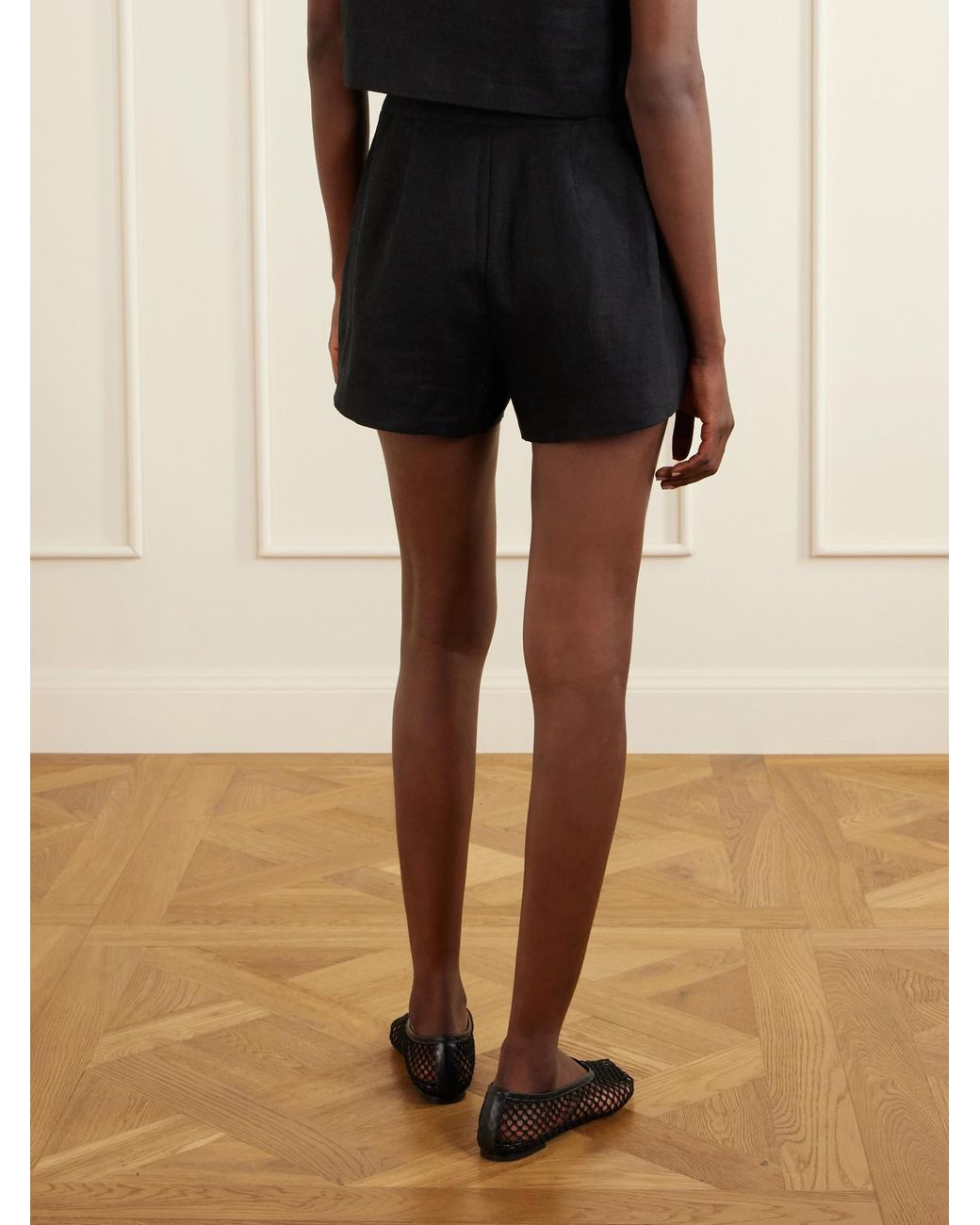 Posse Blue Perri Pleated Linen Shorts