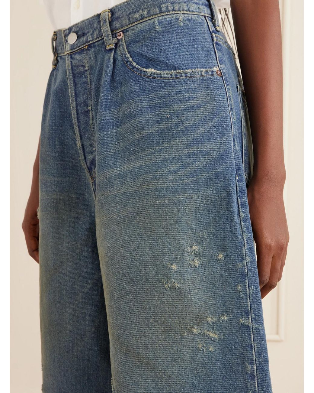 Ssstein Blue Distressed Denim Shorts