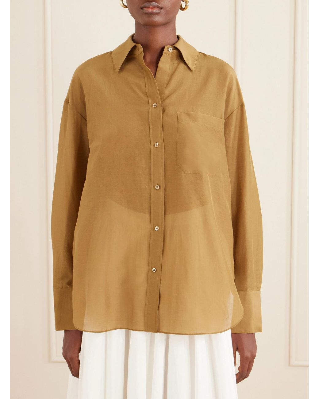 Twp Natural Big Joe Cotton And Silk-Blend Shirt