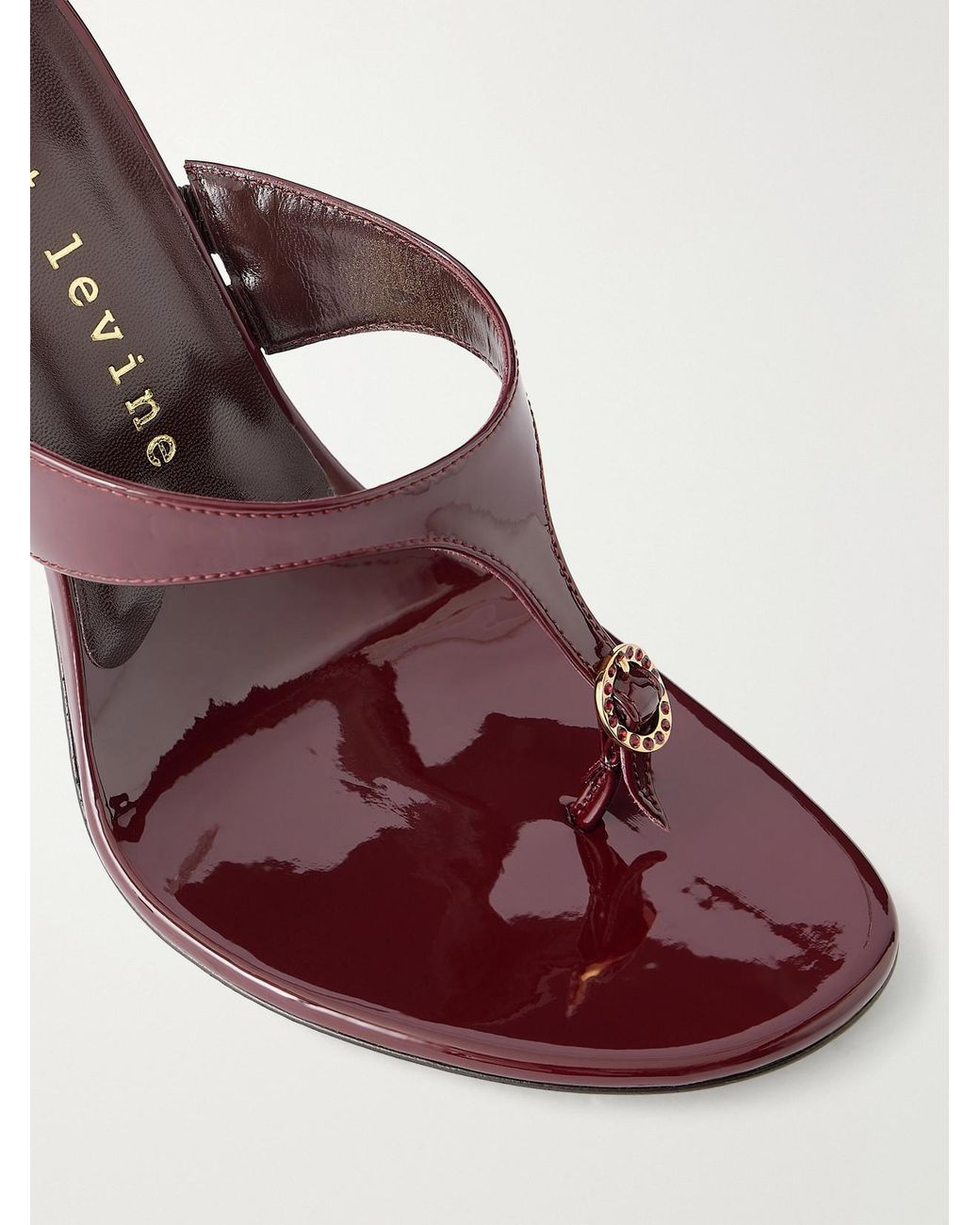 Herbert Levine Brown Kiss & Tell 100 Buckle-Detailed Patent-Leather Thong Sandals