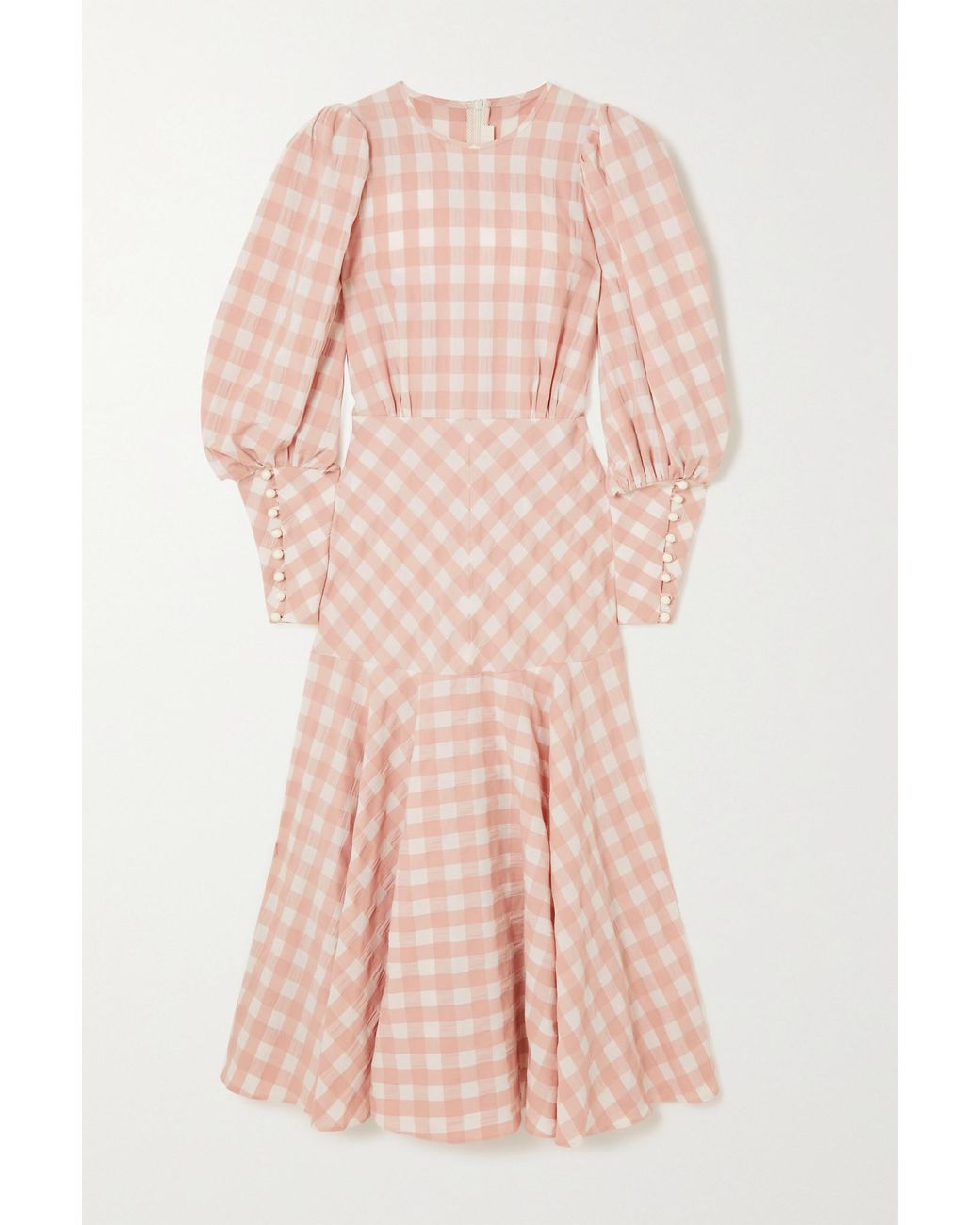 Anna Mason Eliza Gathered Silk-corduroy Midi Dress in Pink | Lyst