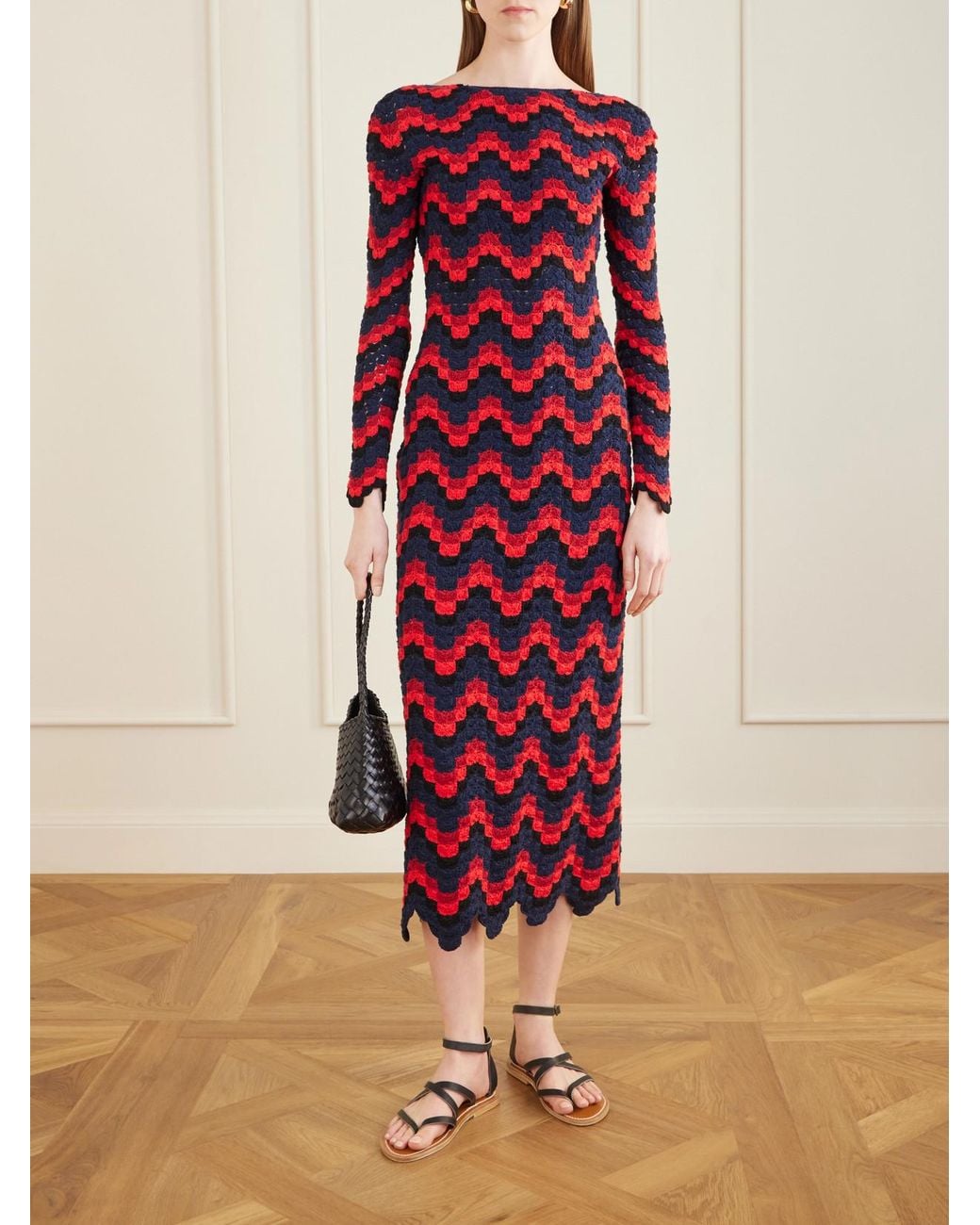 Escvdo Red Ursula Crocheted Cotton Maxi Dress