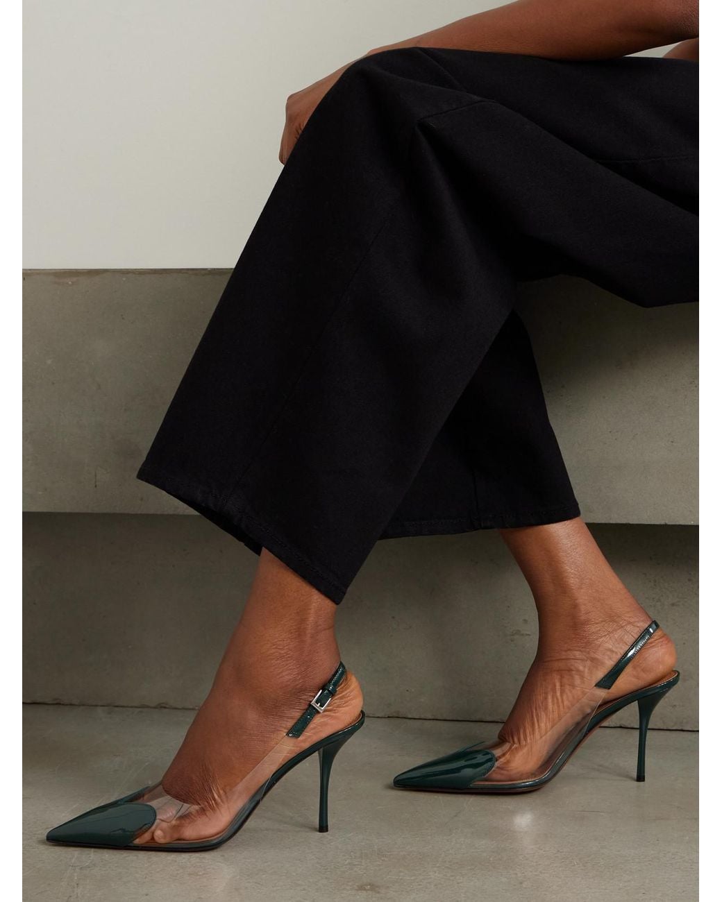 Alaïa Green Le Cour 90 Patent Leather And Pu Slingback Pumps