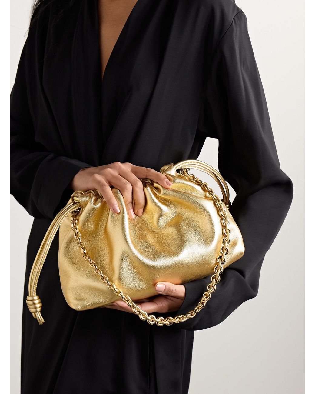 Loewe Flamenco Metallic Leather Clutch