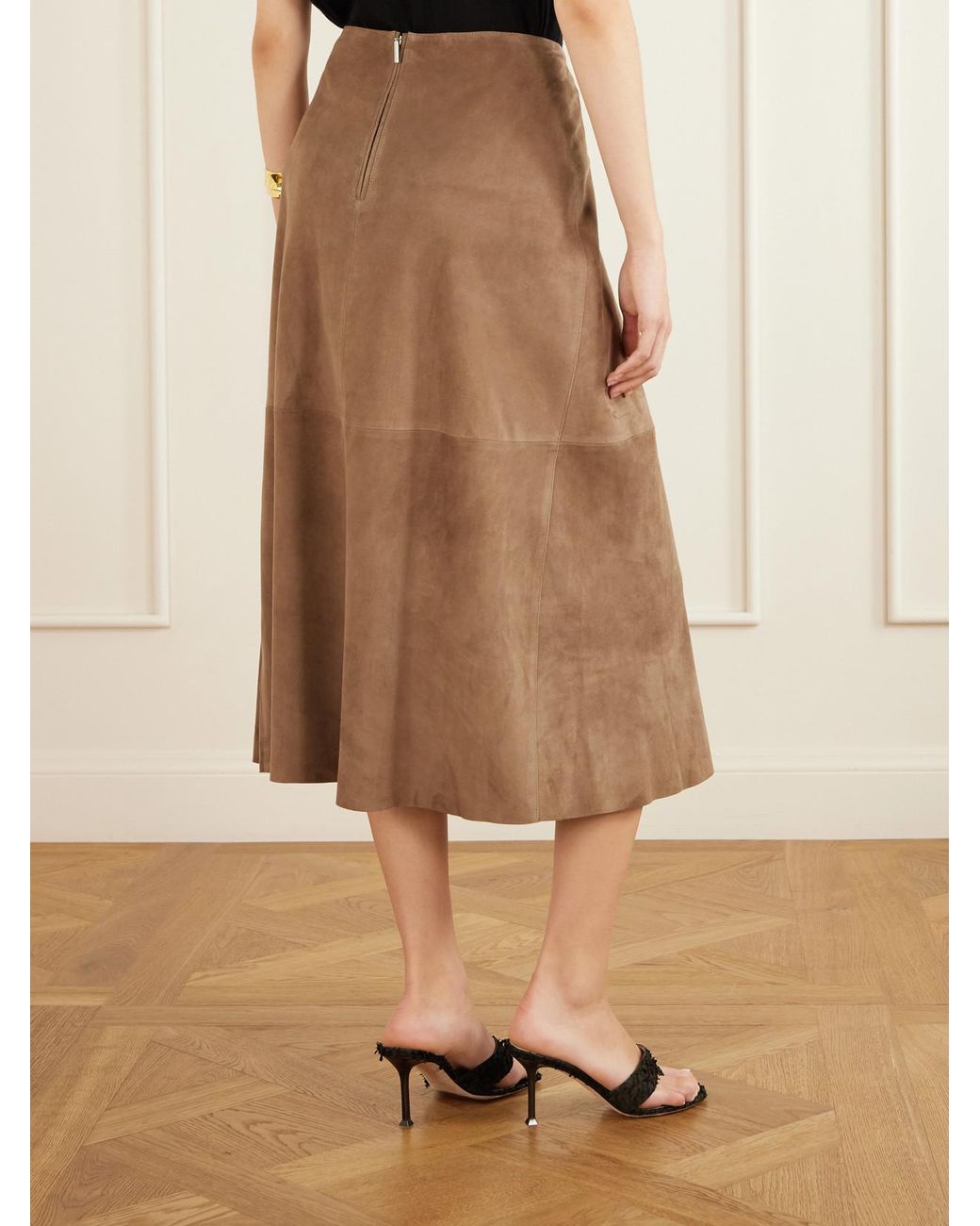 Arma Brown Melita Suede Midi Skirt