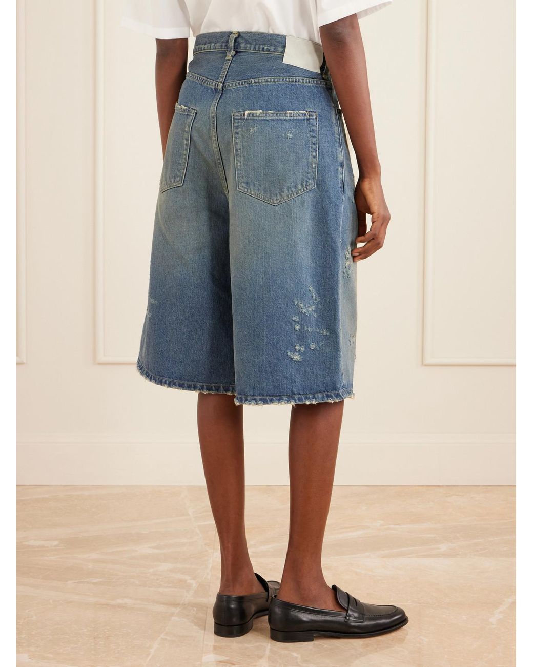 Ssstein Blue Distressed Denim Shorts