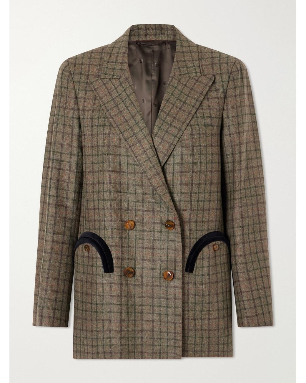Blazé Milano Green Everyday Checked Wool And Cashmere-Blend Jacket