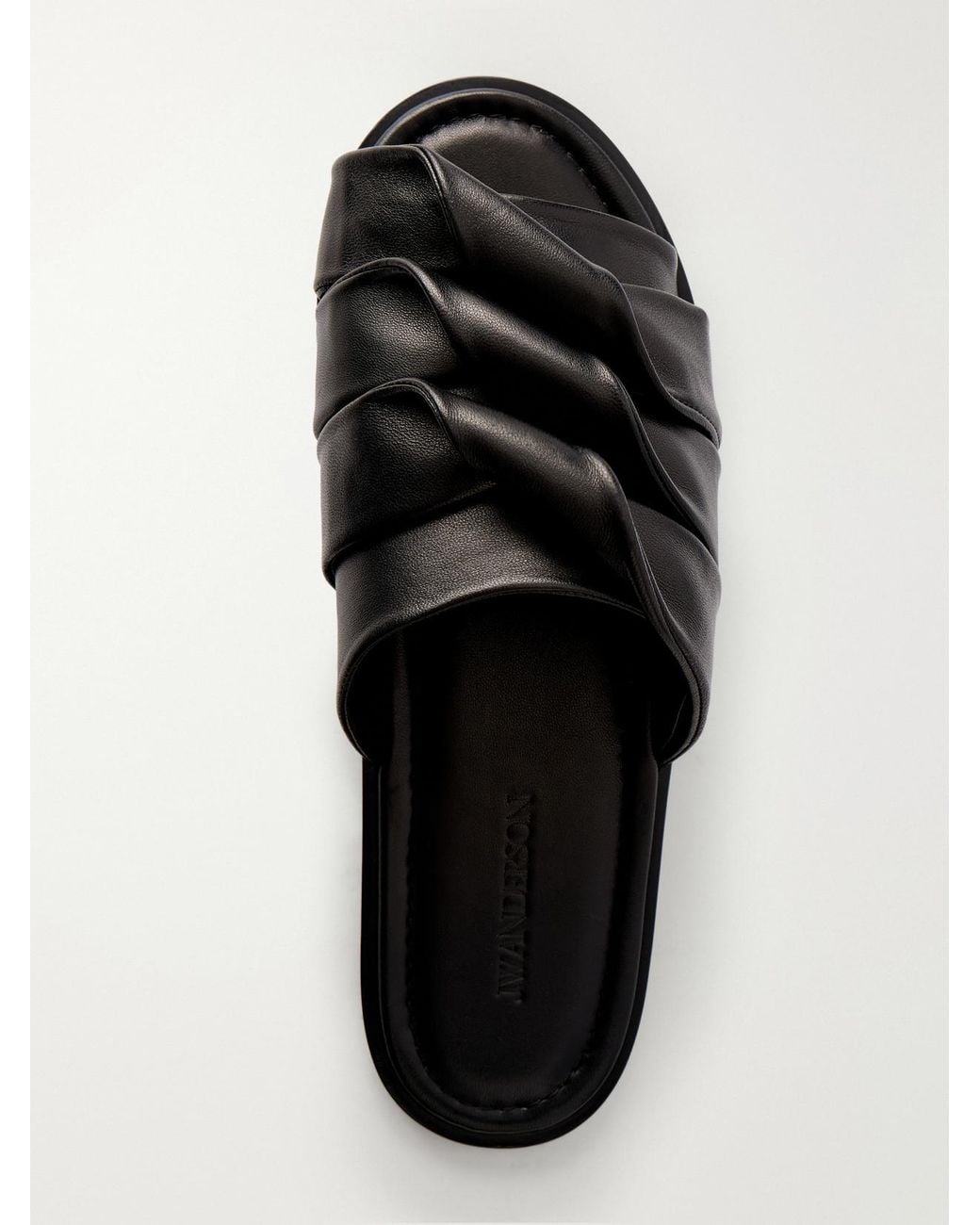 J.W. Anderson Black Coil Leather Slides