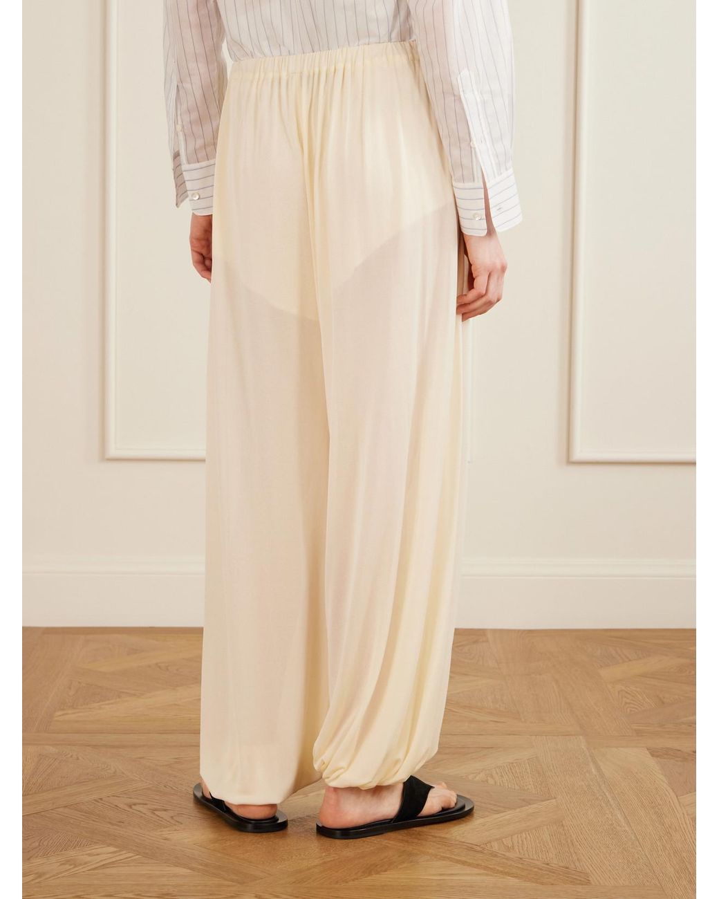 Aflalo Natural Lolana Satin-Jersey Balloon Pants