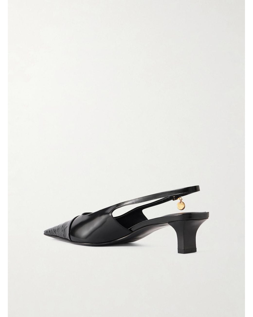 Tod's Black Embellished Croc-Effect Leather Slingback Pumps