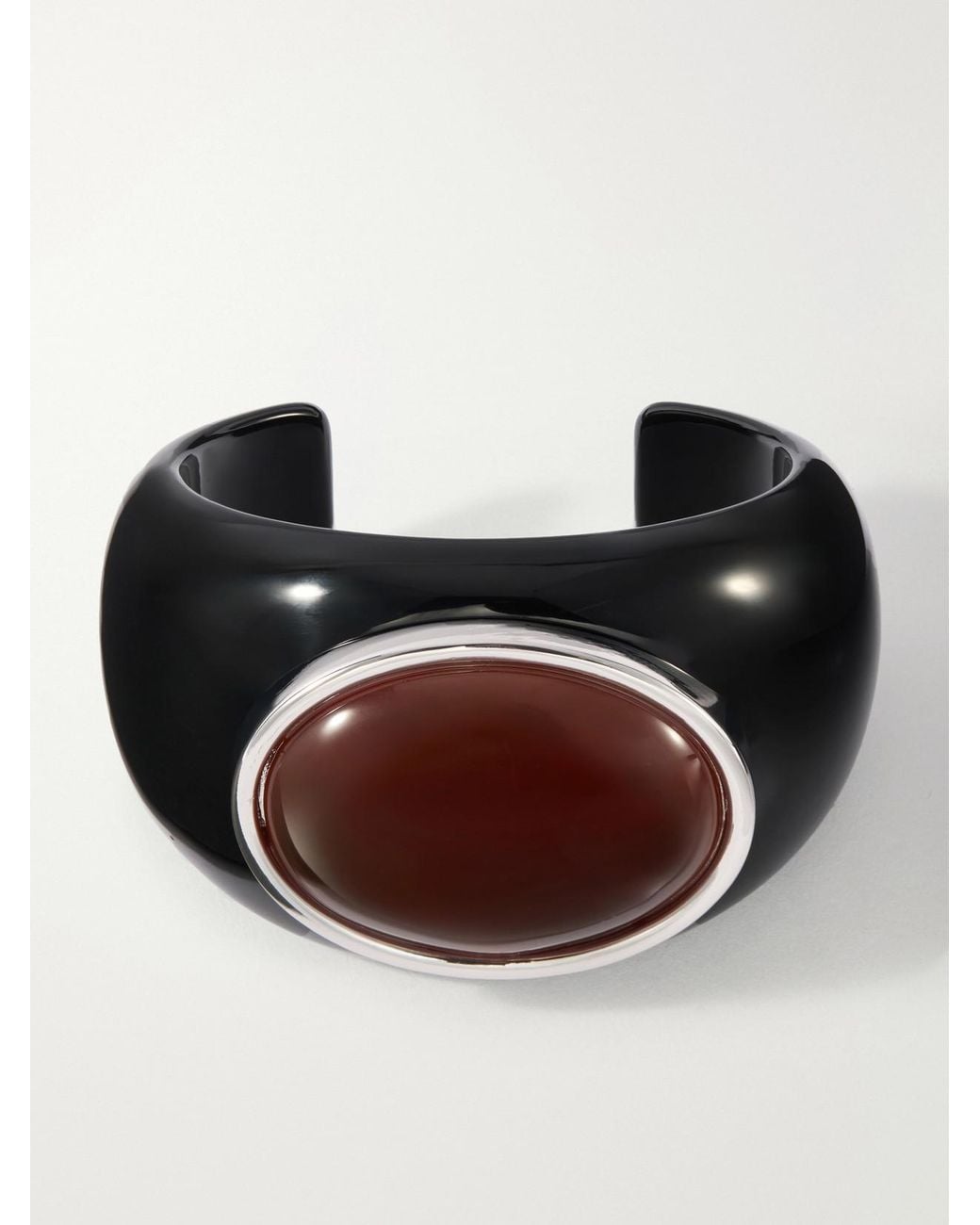 Julietta Black Lina Rhodium-Plated Resin Carnelian Bangle
