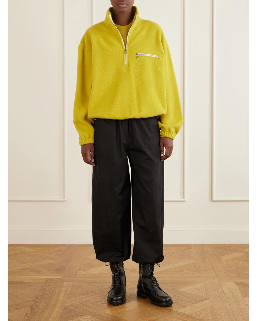 Rier Yellow Polar Wool-Fleece Half-Zip Sweatshirt