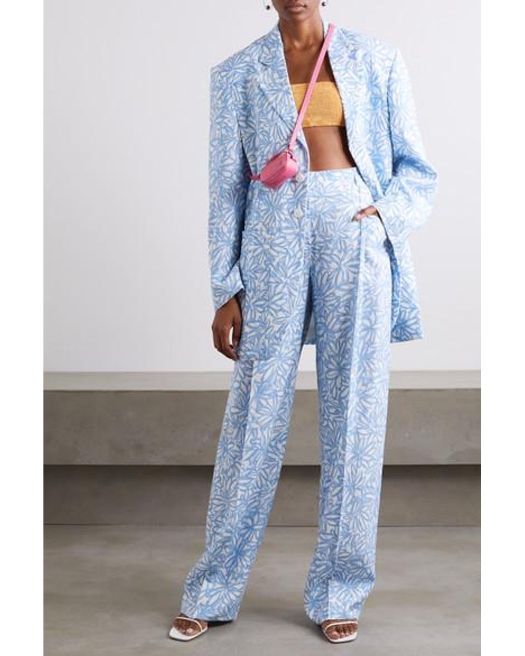 Jacquemus Oversized Floral print Woven Blazer in Blue Lyst