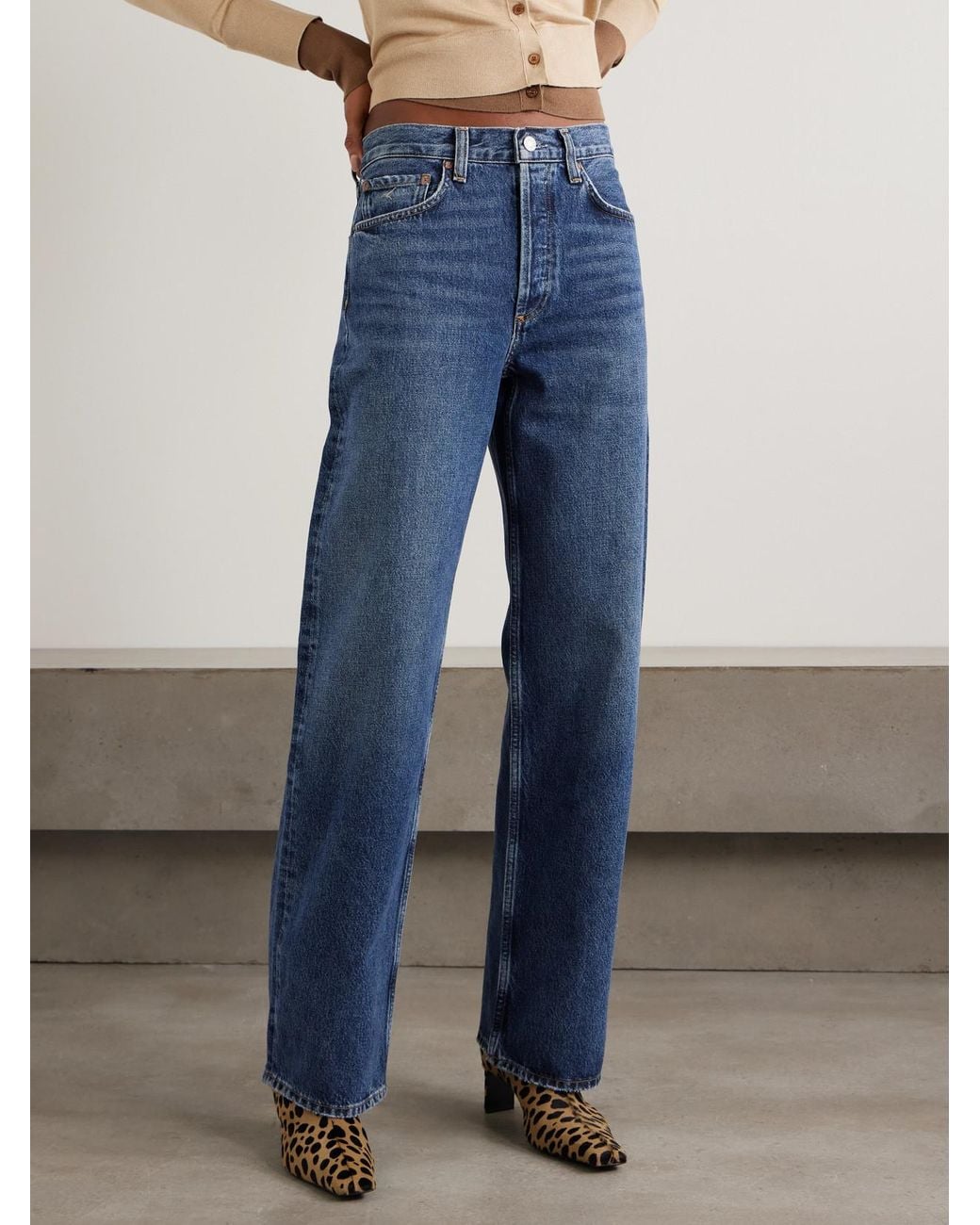 Agolde Blue Arc Long High-Rise Wide-Leg Jeans