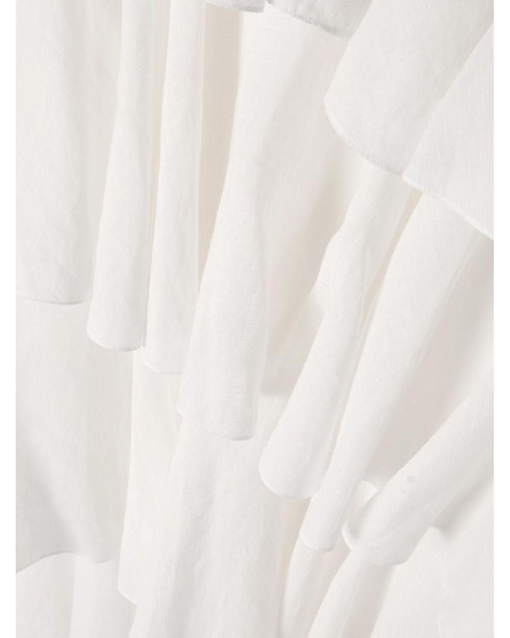Alaïa White Tiered Asymmetric Cotton Midi Skirt