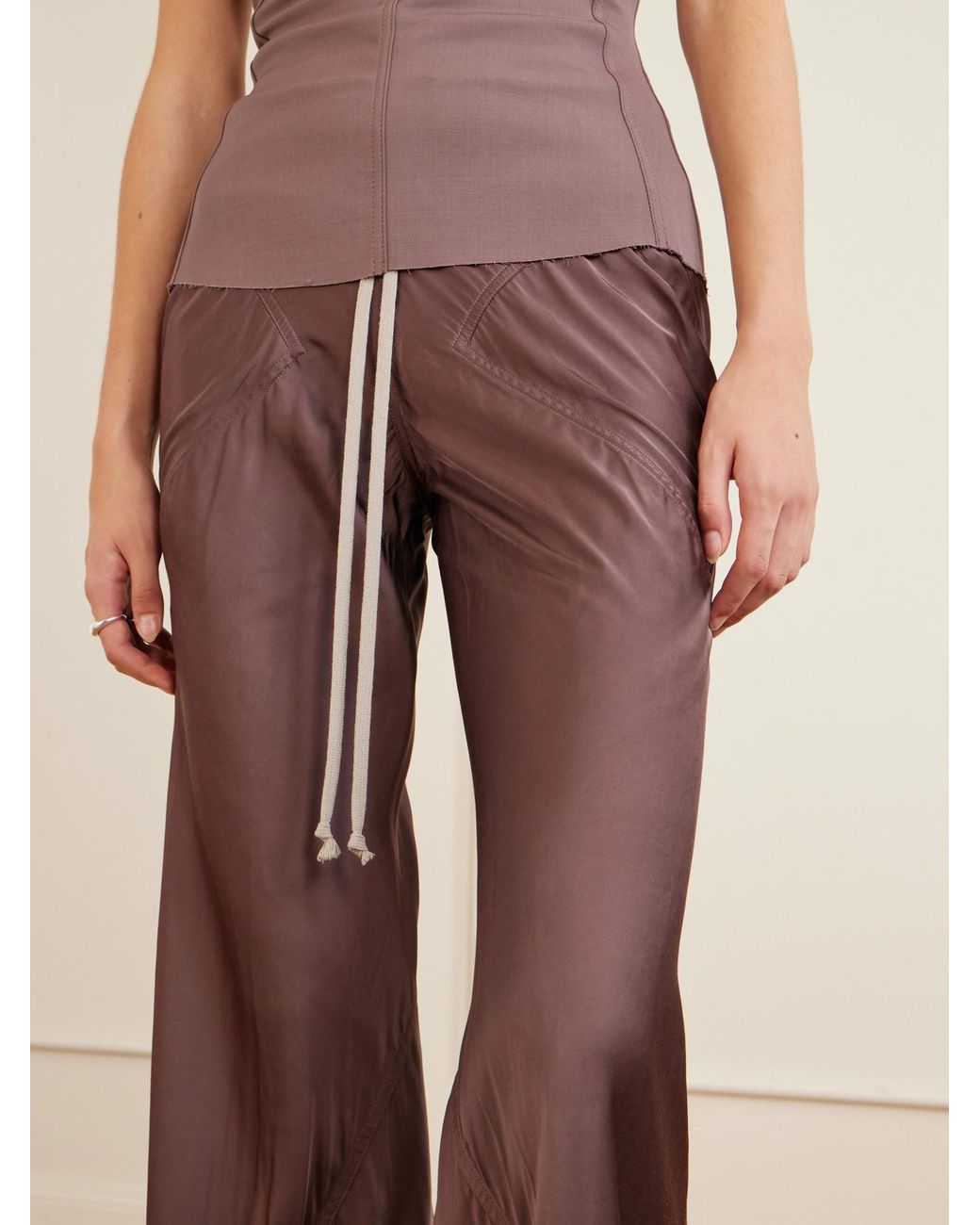 Rick Owens Brown Charmeuse Wide-Leg Pants