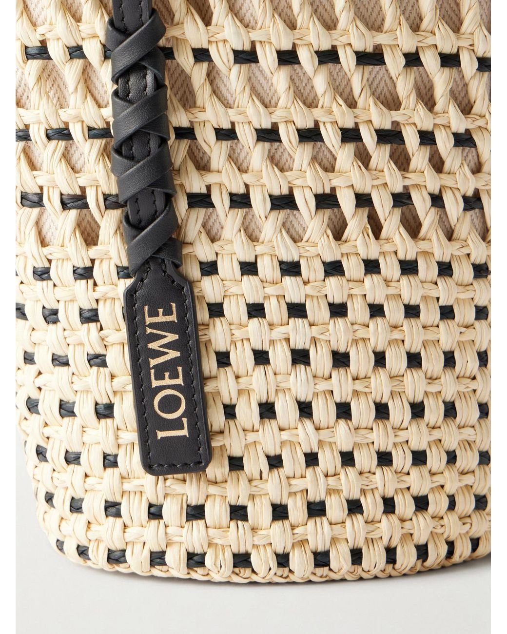 Loewe Natural Paula's Ibiza Braid Leather-Trimmed Raffia Shoulder Bag
