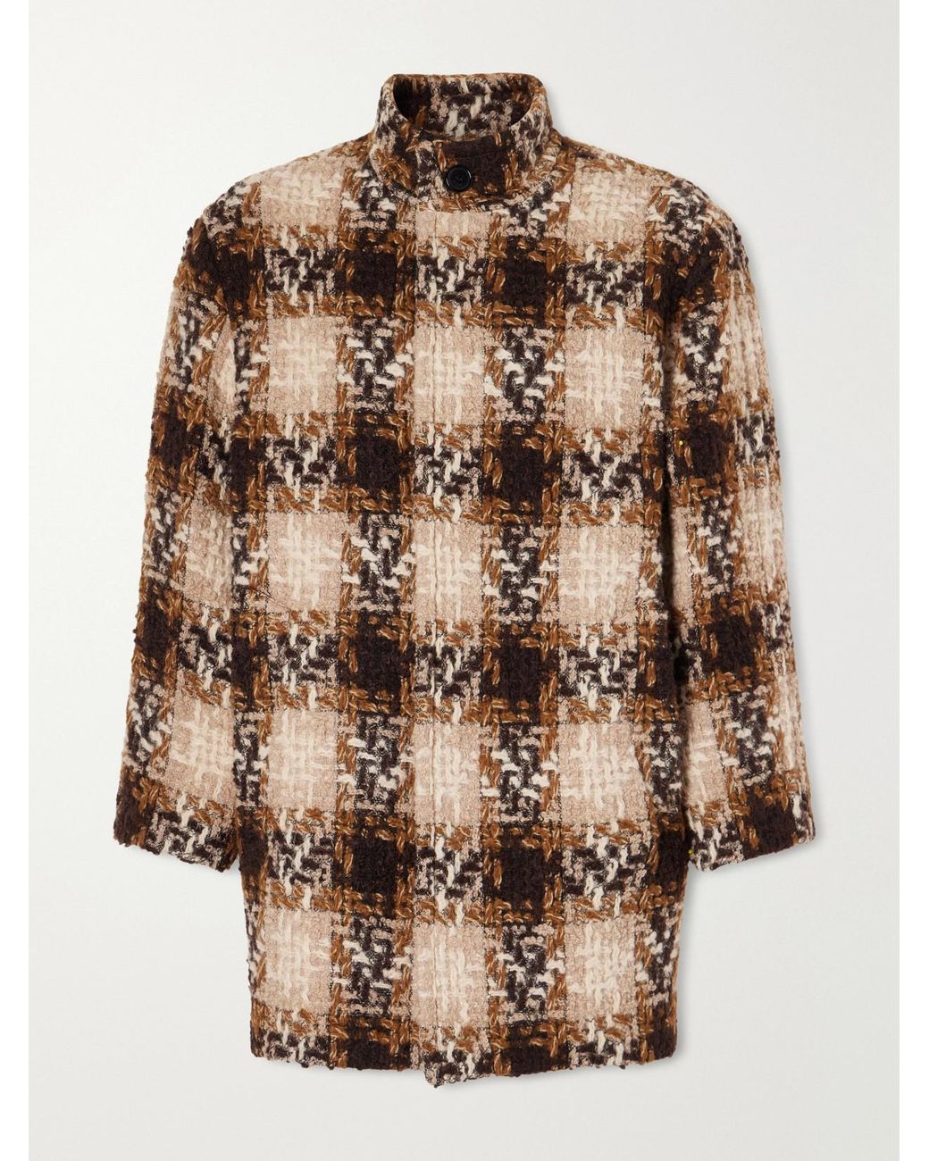 Saint Laurent Brown Checked Wool-Blend Tweed Jacket