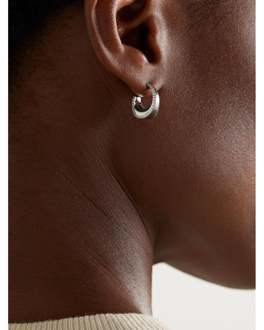 BY PARIAH Natural O Huggies Mini Recycled Sterling Sapphire Hoop Earrings