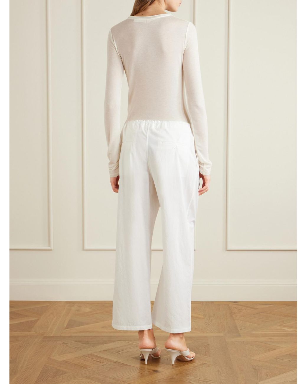Colleen Allen White Cotton-Voile Wide-Leg Pants