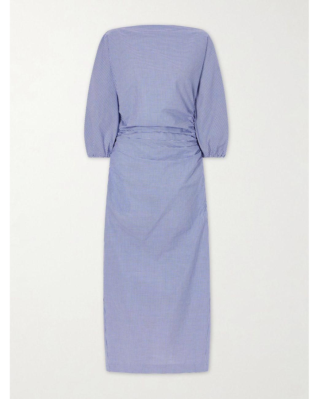 BERNADETTE Purple Checked Cotton Midi Dress