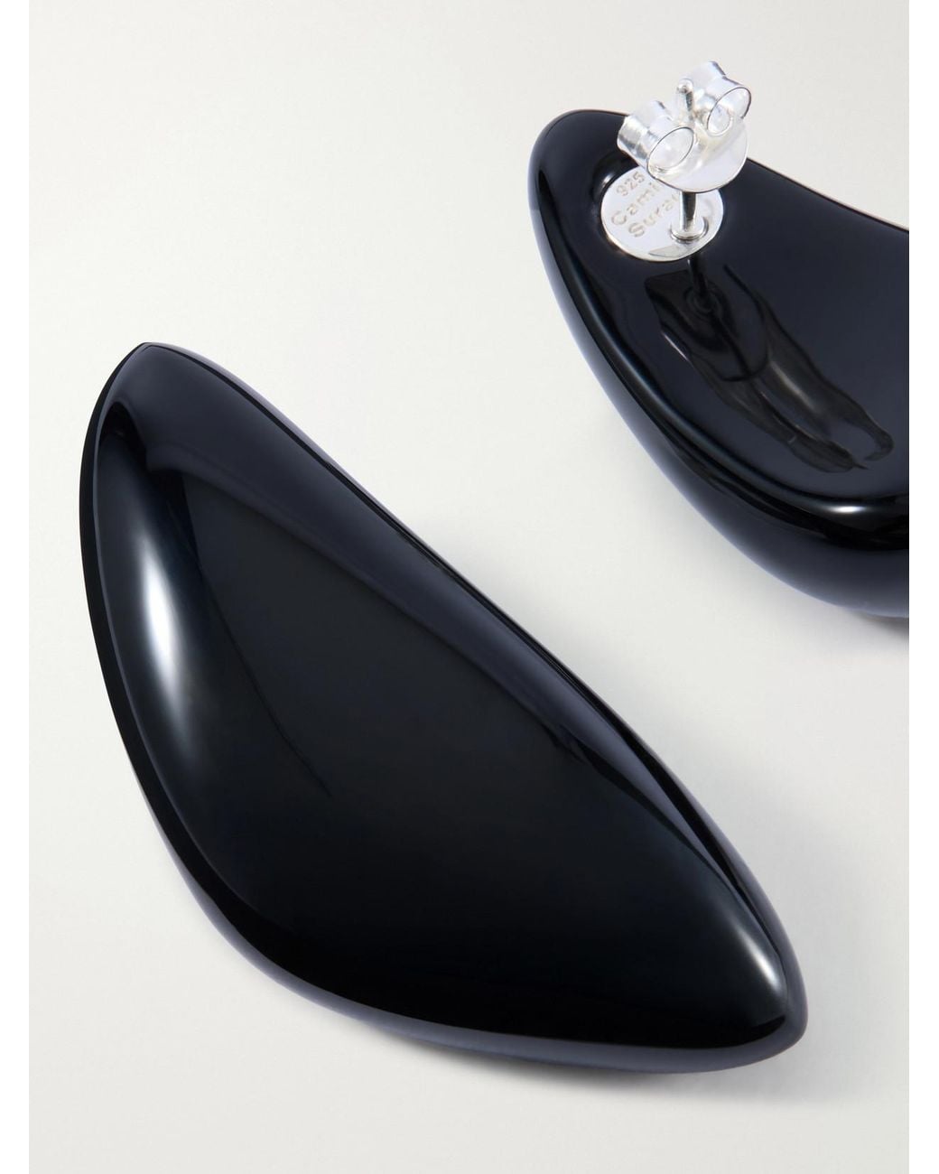 Camille Surault Black Dowdow Resin And Sterling Earrings