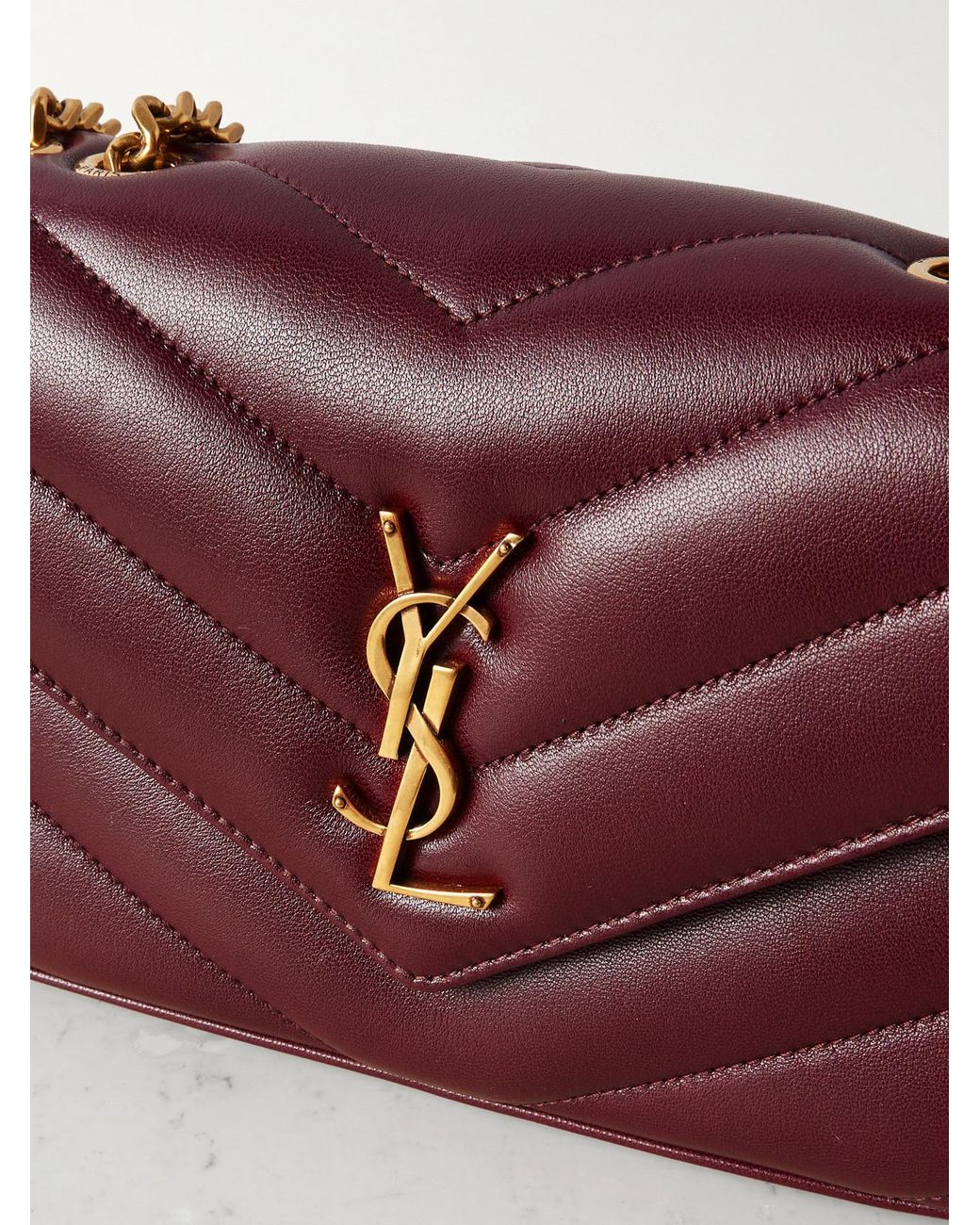 Saint Laurent Red Loulou Small Matelassé Leather Shoulder Bag