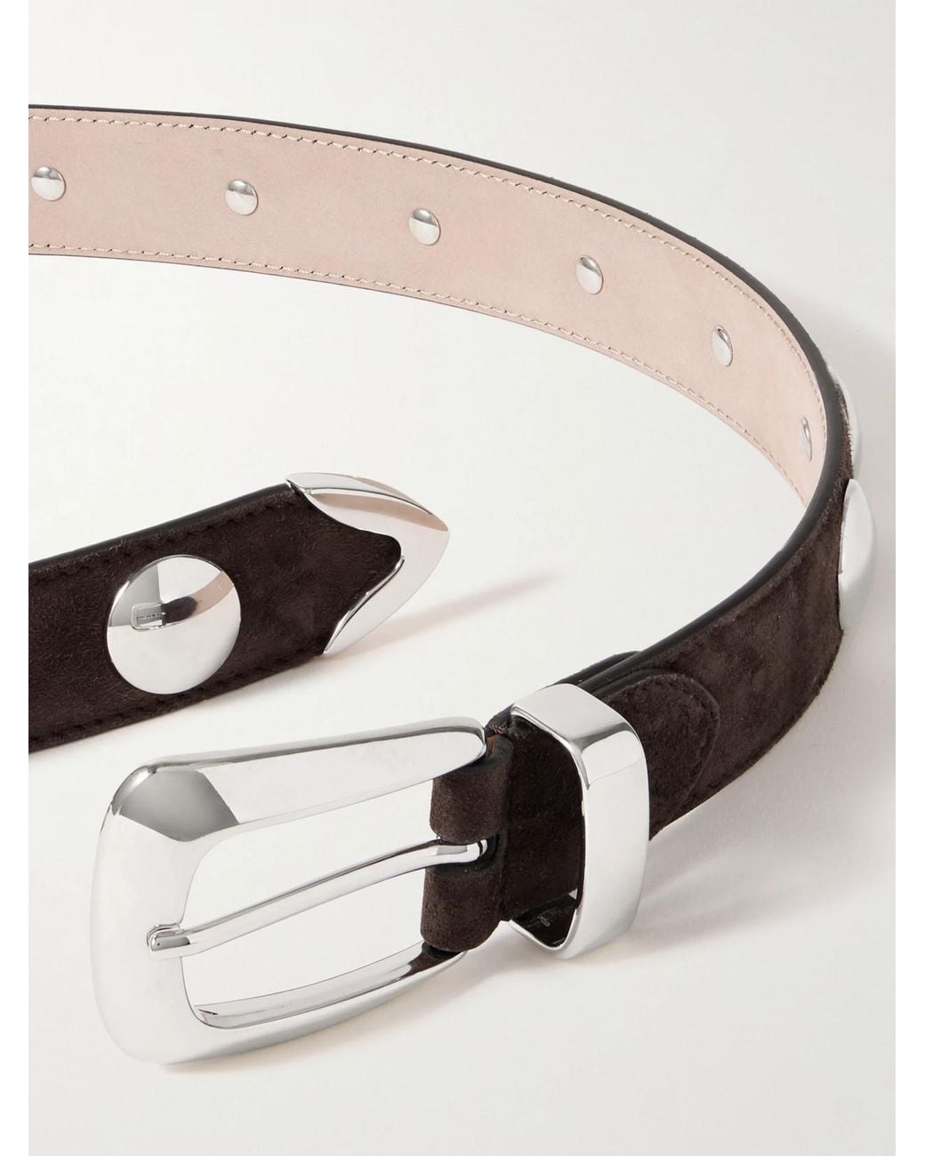 Khaite Brown Benny Studded Suede Belt