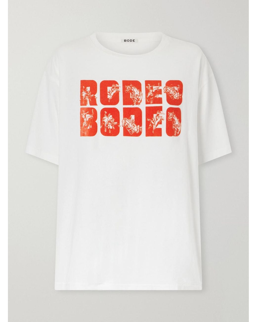 Bode White Rodeo O Printed Cotton-Jersey T-Shirt