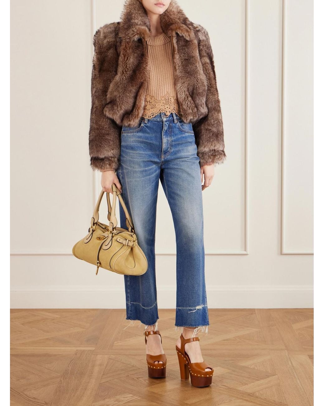 Chloé White Lace-Trimmed Wool And Cashmere-Blend Sweater